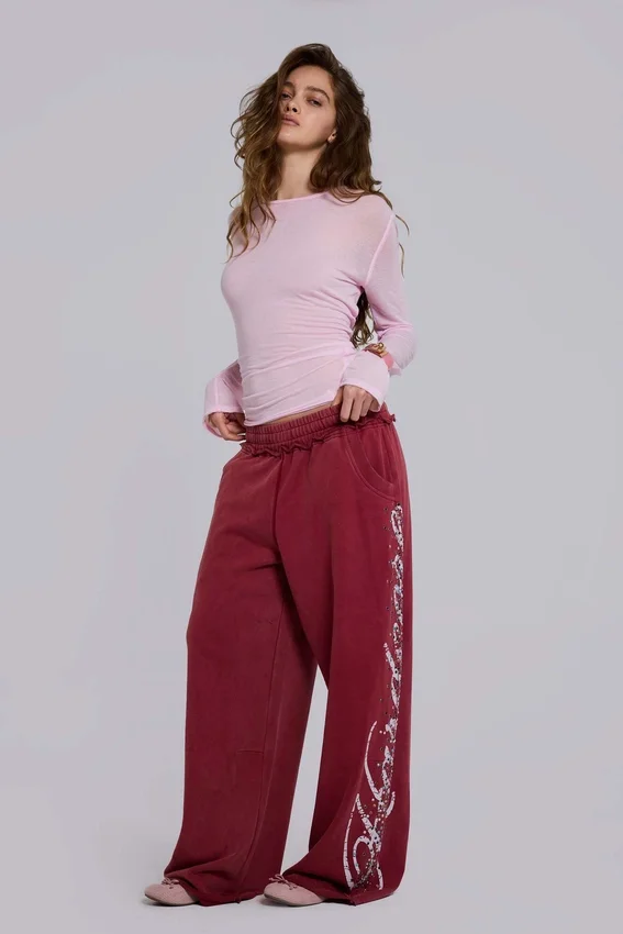 Pantalones de chándal Hardcore Jewel Monster Joggers en color burdeos