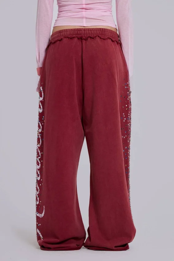 Pantalones de chándal Hardcore Jewel Monster Joggers en color burdeos