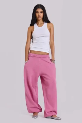 Pantalones de chándal holgados con puños «Monster» en rosa