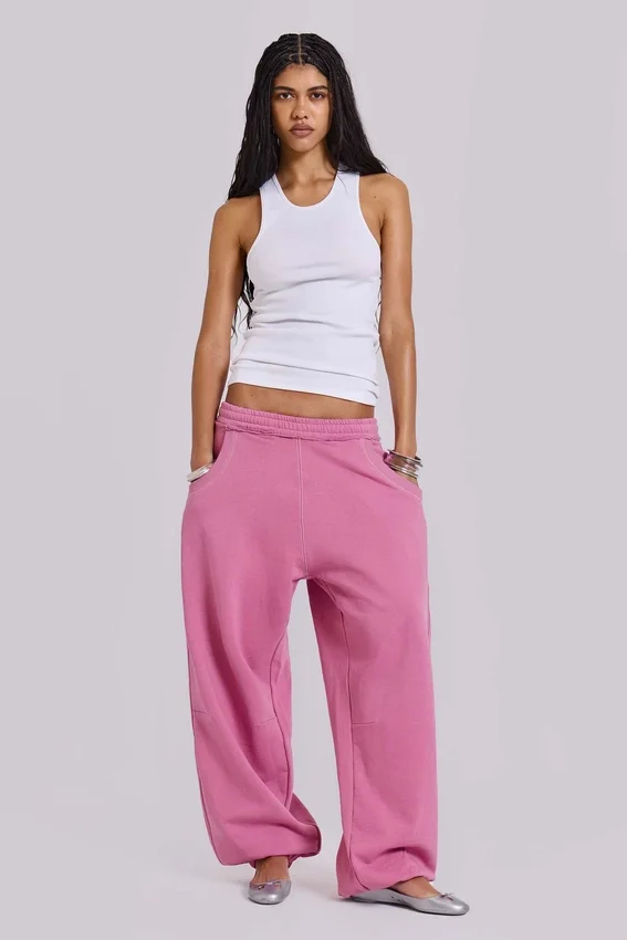 Pantalones de chándal holgados con puños «Monster» en rosa
