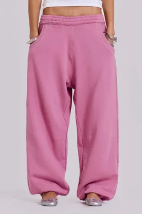 Pantalones de chándal holgados con puños «Monster» en rosa