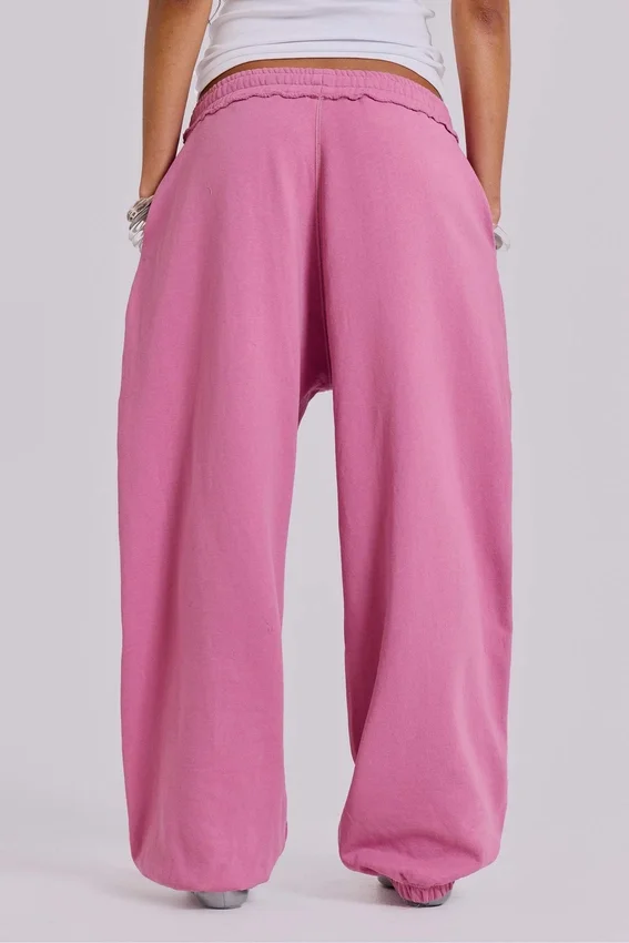 Pantalones de chándal holgados con puños «Monster» en rosa