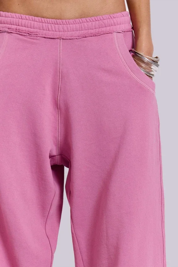 Pantalones de chándal holgados con puños «Monster» en rosa