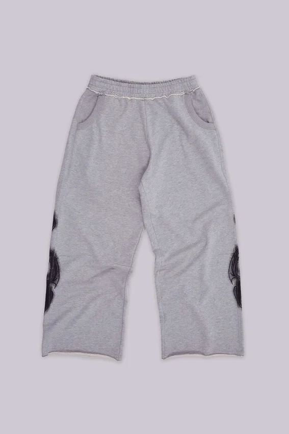 Pantalones de chándal holgados «Monster Joggers» con estampado gótico en gris jaspeado