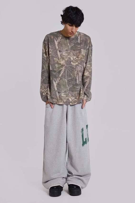 Pantalones de chándal LDN Print Grey Marl Monster Joggers