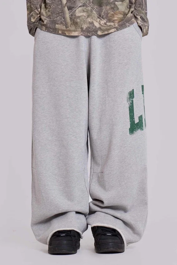 Pantalones de chándal LDN Print Grey Marl Monster Joggers