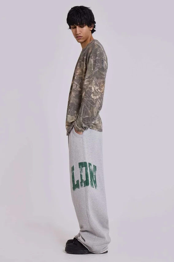 Pantalones de chándal LDN Print Grey Marl Monster Joggers