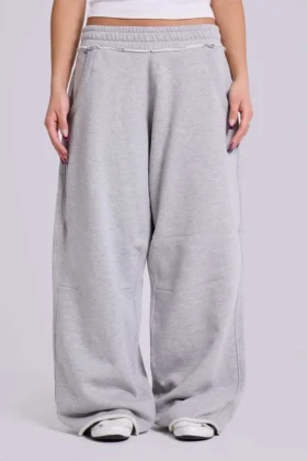 Pantalones de chándal «Monster Joggers» holgados en gris jaspeado para tallas pequeñas