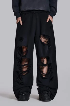 Pantalones de chándal Monster Joggers holgados en negro desgastado