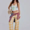Pantalones de cuadros de talle bajo Vellora