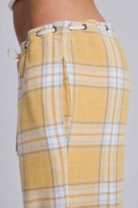 Pantalones de cuadros de talle bajo Vellora