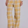 Pantalones de cuadros de talle bajo Vellora