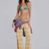 Pantalones de cuadros de talle bajo Vellora