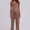 Pantalones de punto con lentejuelas Deva en color arena