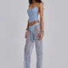Pantalones de punto con lentejuelas Deva en color cielo