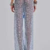 Pantalones de punto con lentejuelas Deva en color cielo