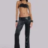 Pantalones de satén «Nivi Chainmail» en negro