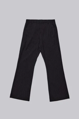 Pantalones de traje bootcut con corte escalonado a rayas negras