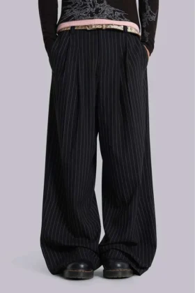 Pantalones de traje Goliath a rayas finas negros