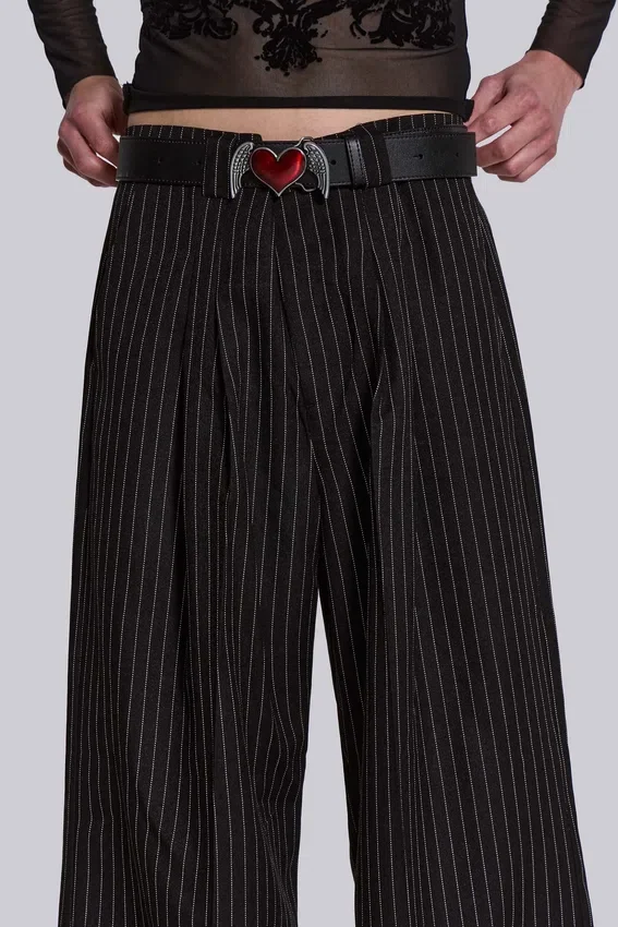 Pantalones de traje Goliath a rayas finas negros