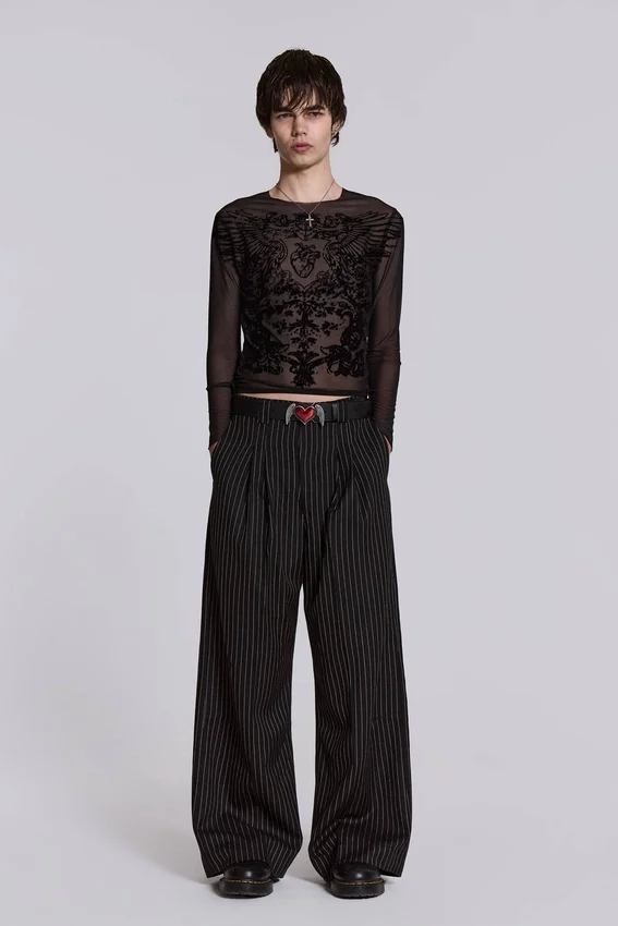 Pantalones de traje Goliath a rayas finas negros