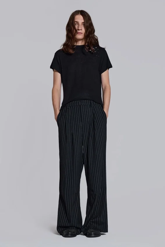 Pantalones de traje Goliath a rayas finas negros