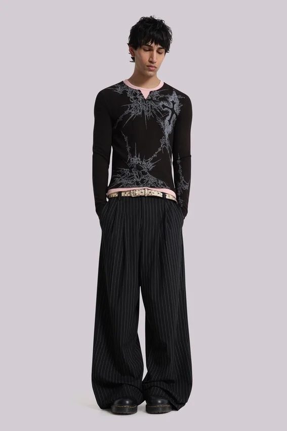 Pantalones de traje Goliath a rayas finas negros