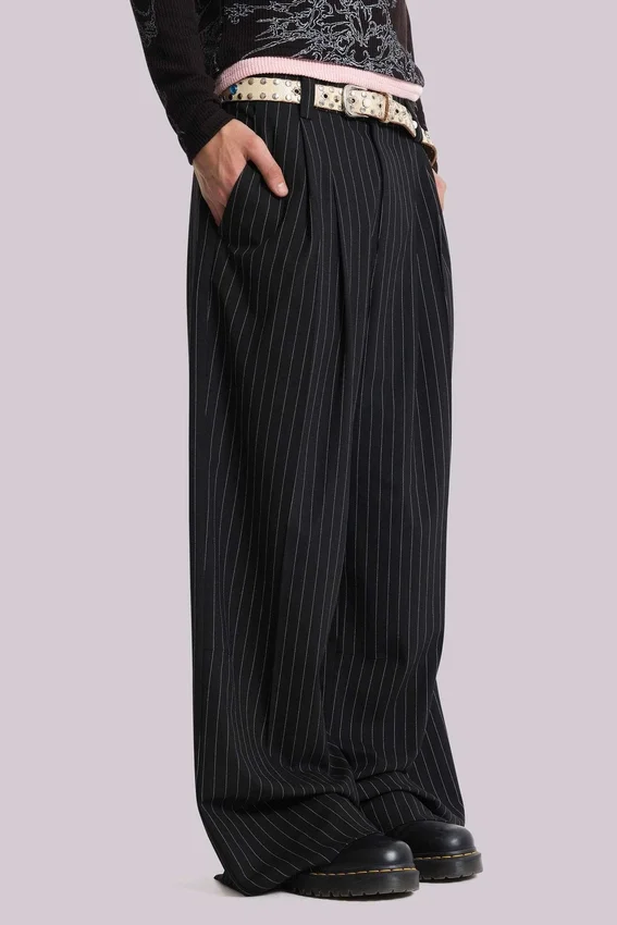 Pantalones de traje Goliath a rayas finas negros