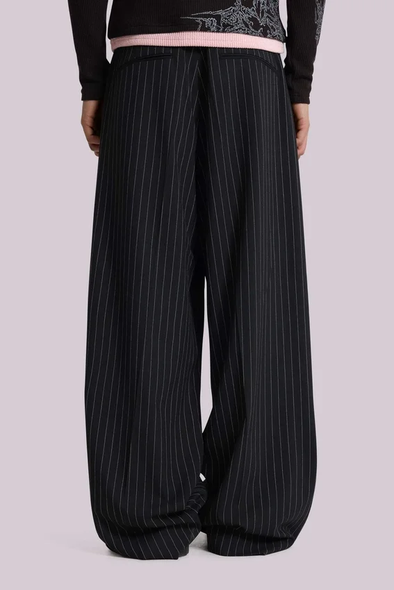 Pantalones de traje Goliath a rayas finas negros