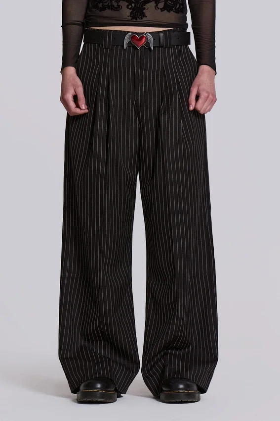 Pantalones de traje Goliath a rayas finas negros