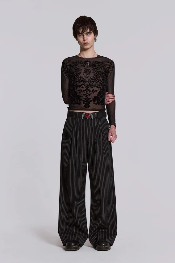 Pantalones de traje Goliath a rayas finas negros
