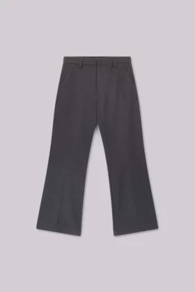 Pantalones de traje grises acampanados con doble pliegue