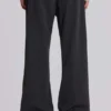 Pantalones de traje grises acampanados con doble pliegue
