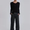 Pantalones de traje rectos con pliegues en gris carbón