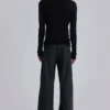 Pantalones de traje rectos con pliegues en gris carbón