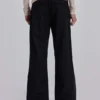 Pantalones de traje rectos con pliegues superpuestos a rayas finas negras
