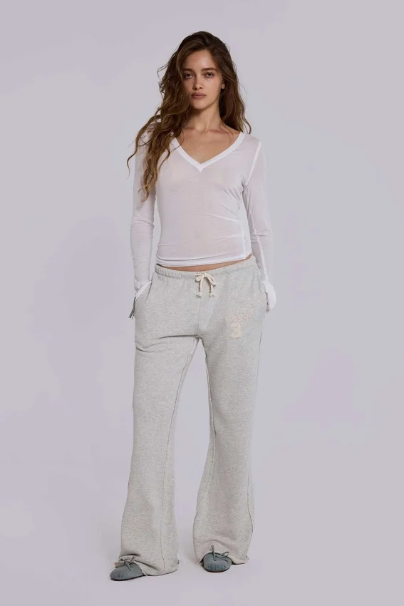 Pantalones jogger holgados de corte acampanado Cleo en gris jaspeado