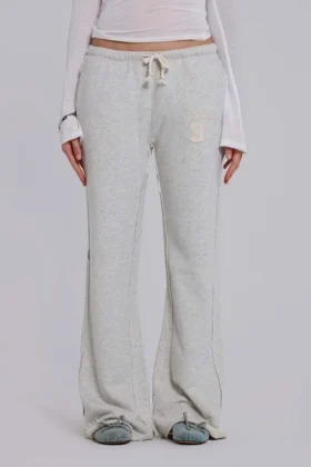 Pantalones jogger holgados de corte acampanado Cleo en gris jaspeado