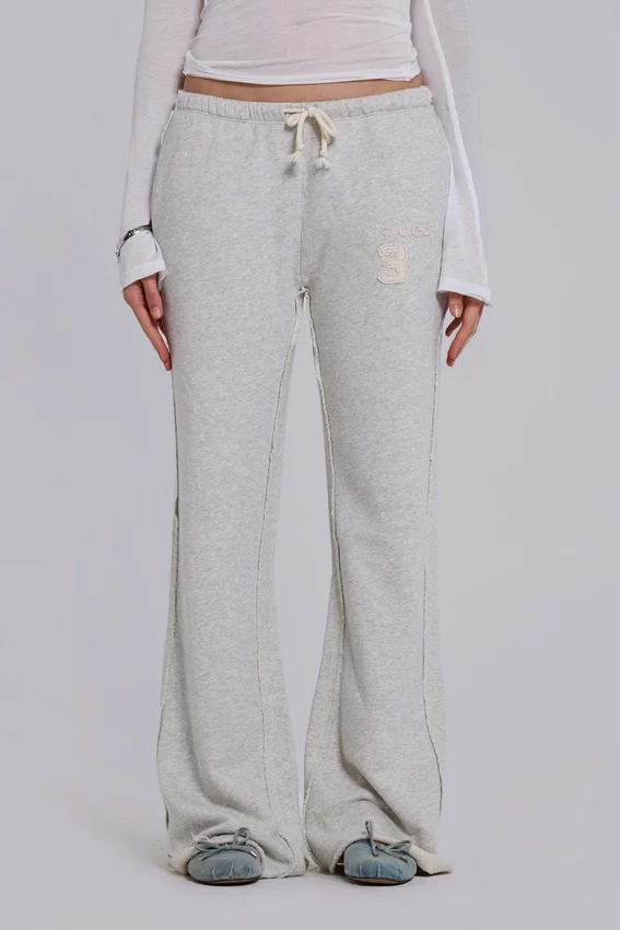 Pantalones jogger holgados de corte acampanado Cleo en gris jaspeado