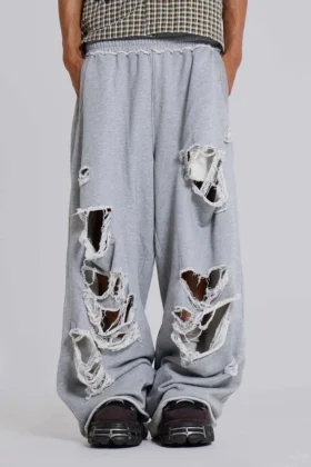 Pantalones Monster Joggers holgados en gris jaspeado desgastado