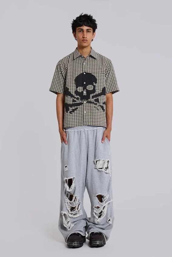 Pantalones Monster Joggers holgados en gris jaspeado desgastado