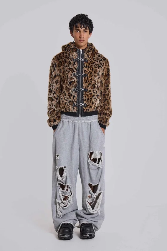 Pantalones Monster Joggers holgados en gris jaspeado desgastado