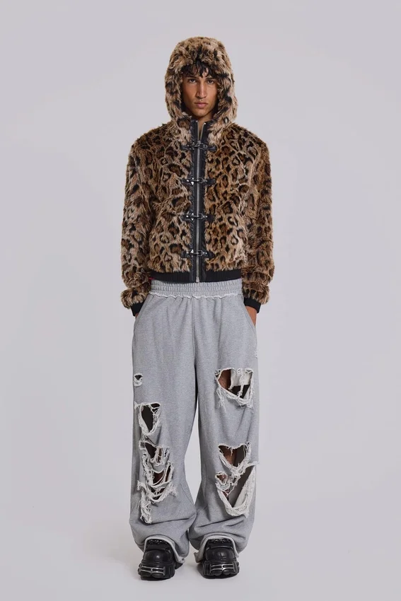 Pantalones Monster Joggers holgados en gris jaspeado desgastado
