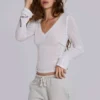 Partes de arriba de cuello en V «White Mist»