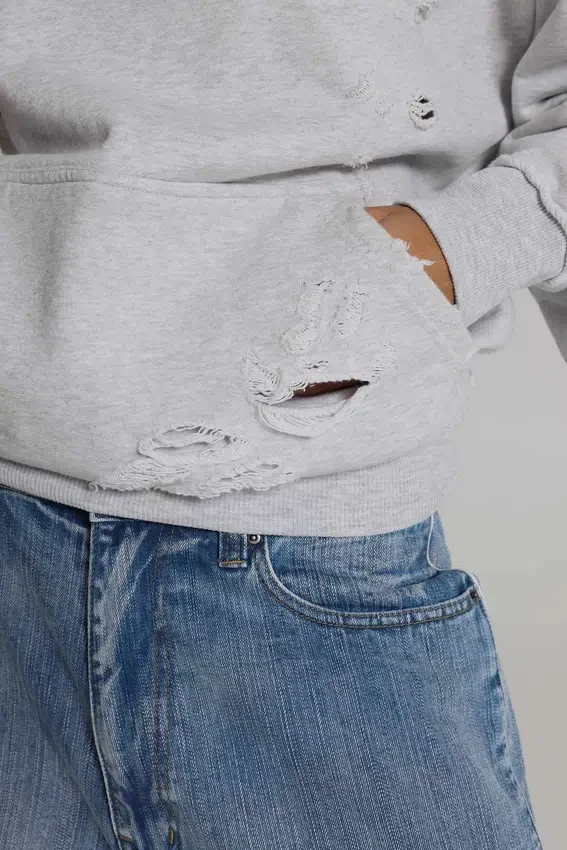 Sudadera con capucha Bitten en gris jaspeado