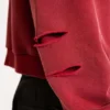 Sudadera con capucha, cremallera y forro de tejido de pan de miel, con efecto desgastado «Red Sun»