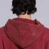 Sudadera con capucha, cremallera y forro de tejido de pan de miel, con efecto desgastado «Red Sun»