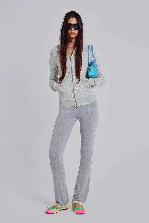 Pantalones bootcut de jersey con encaje Cassia