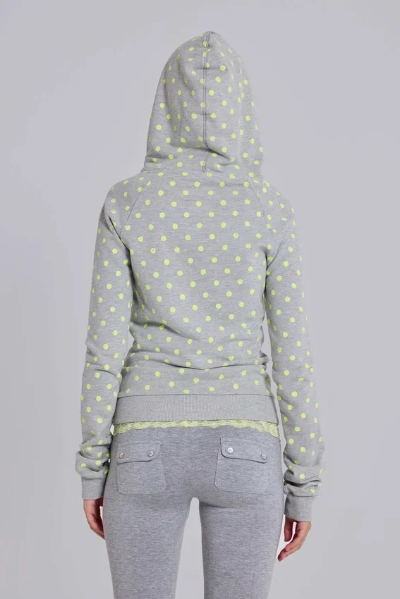 Sudadera con capucha de lunares neón