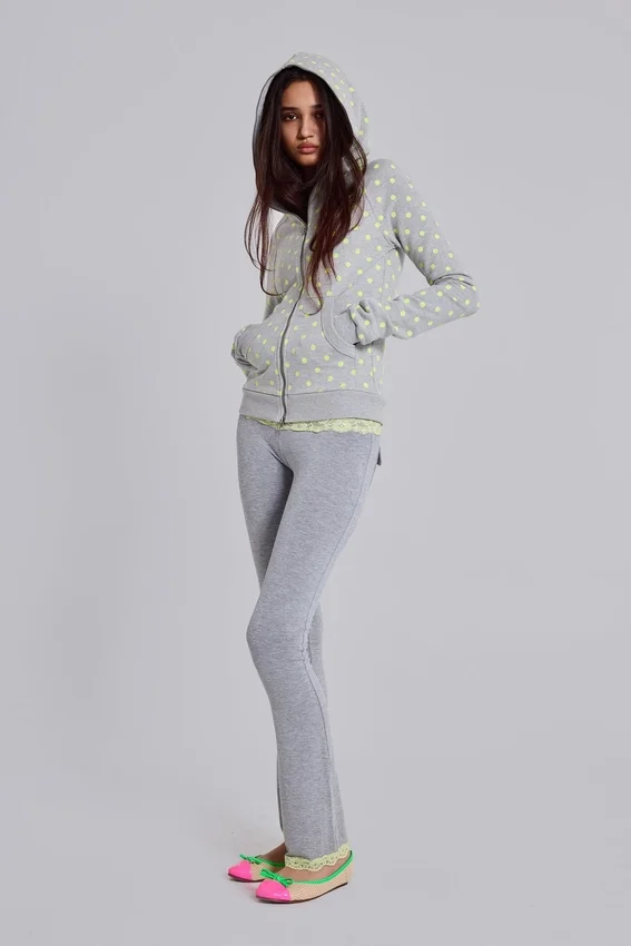 Pantalones bootcut de jersey con encaje Cassia